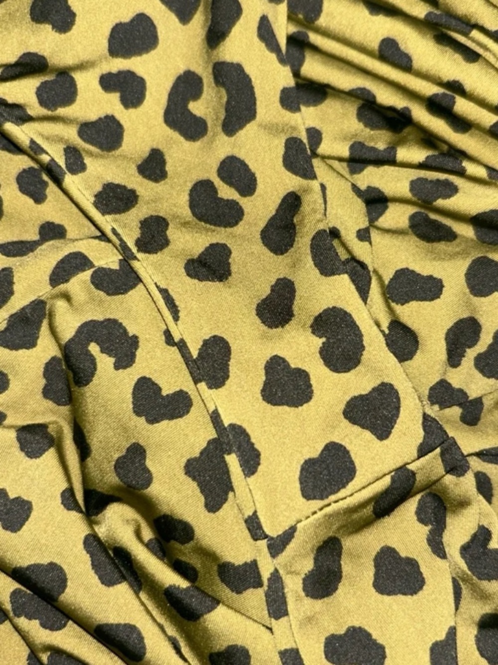 Mai Green Leopard Print Long Sleeve Bodysuit S Olive Black - Picture 3 of 4